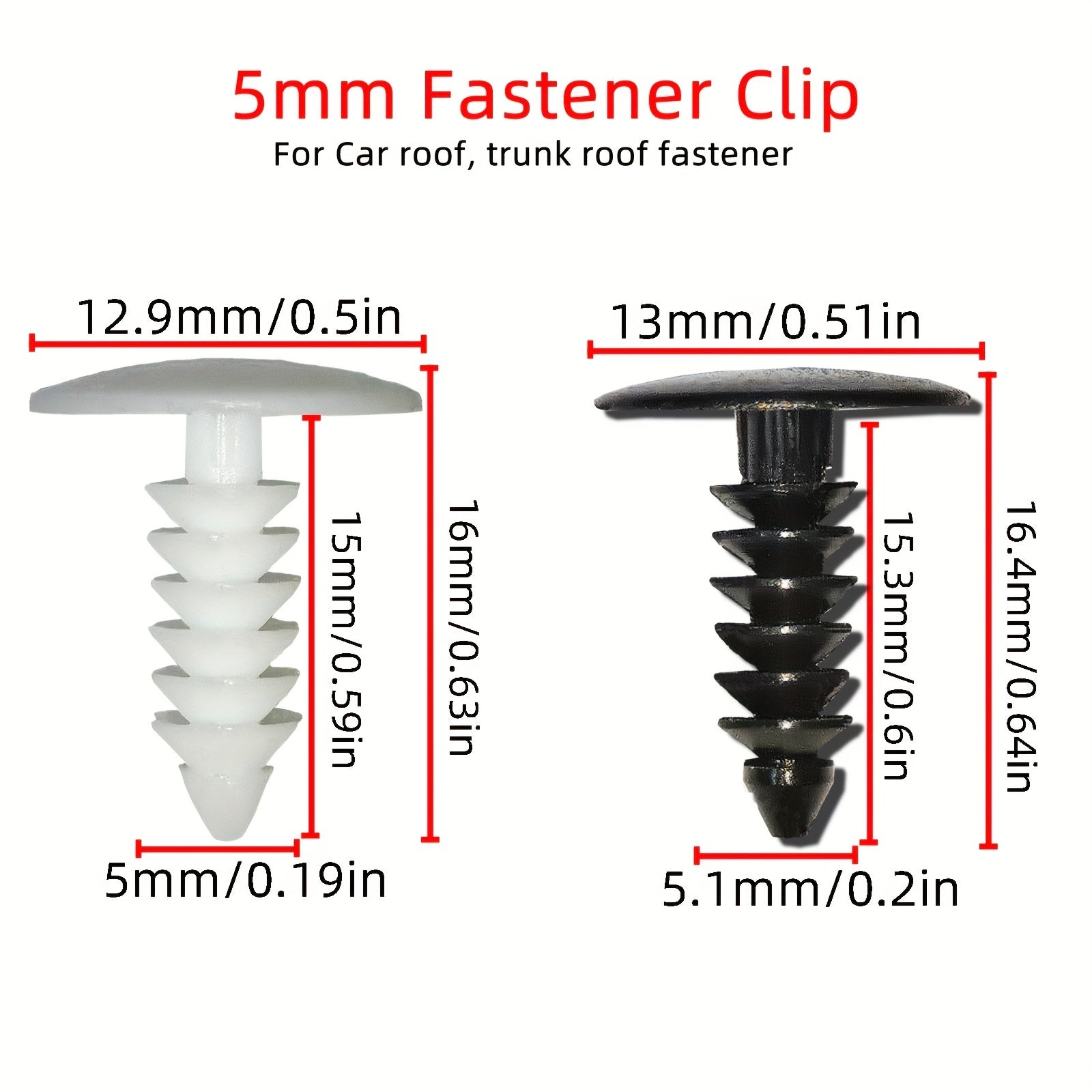 50Pcs Auto Fasteners Car Clips Bumper Fender Retainers Plastic Rivets Black White