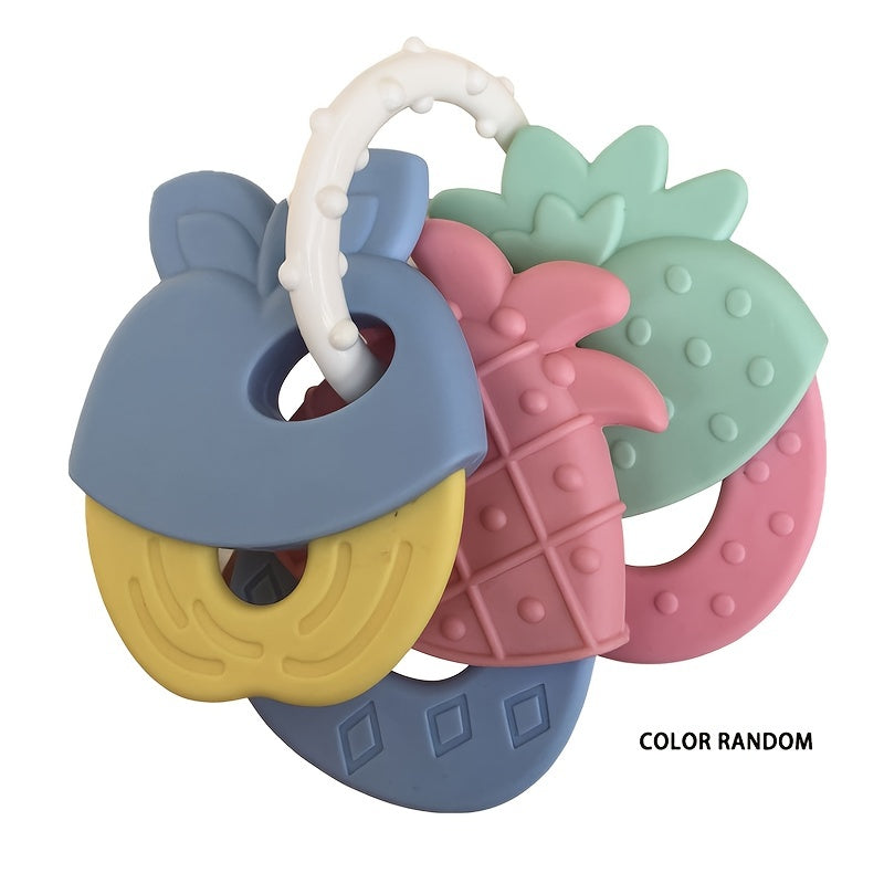 Fruit-Shaped Silicone Teething Toy for Infants and Toddlers with Rattle, Easter Gift