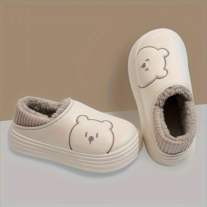 Girls Cartoon Bear Velvet Indoor Outdoor Slippers Pink Valentines Gift