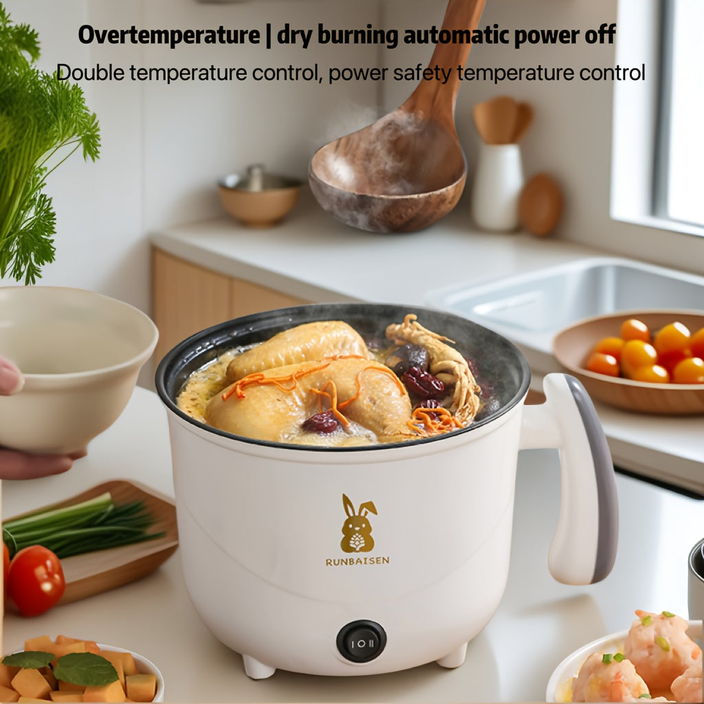 Compact 1.8L Electric Cooker with Dual Fire Power Adjustment for Pasta Noodles Steaks