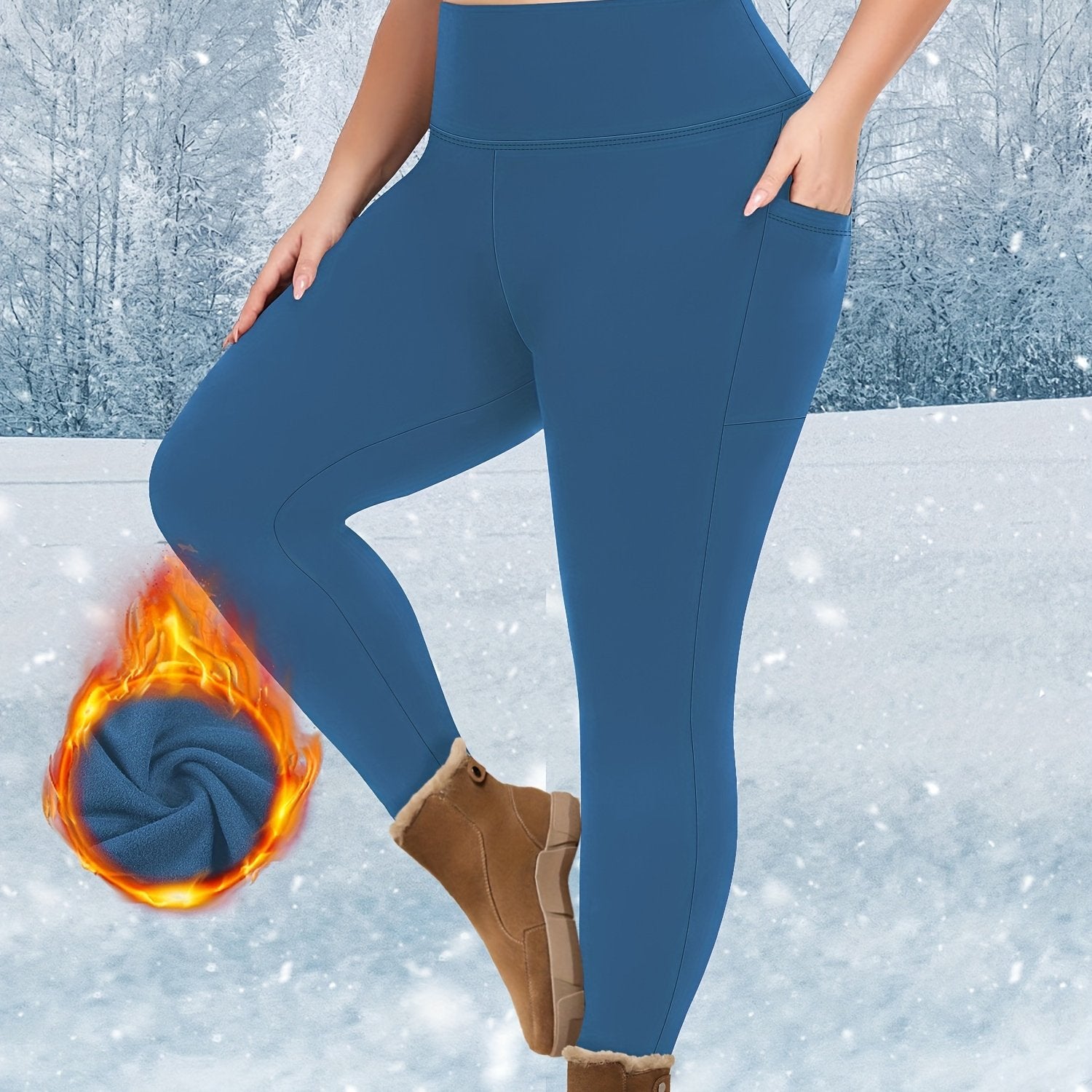 Leggings de yoga con forro de felpa para mujer talla grande, aislamiento térmico de invierno
