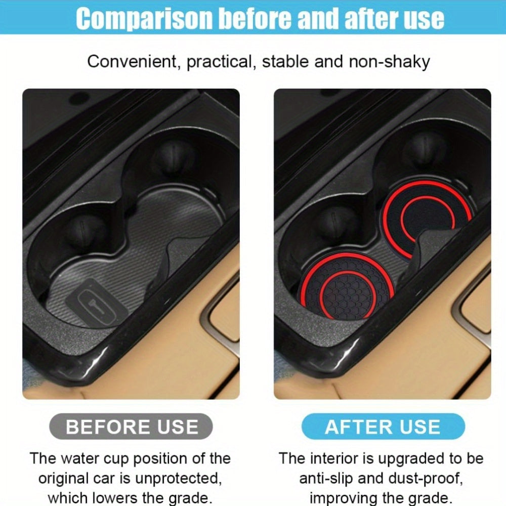 2PCS Car Cup Holder Coasters Non-Slip Dust Resistant Red 6.99cm