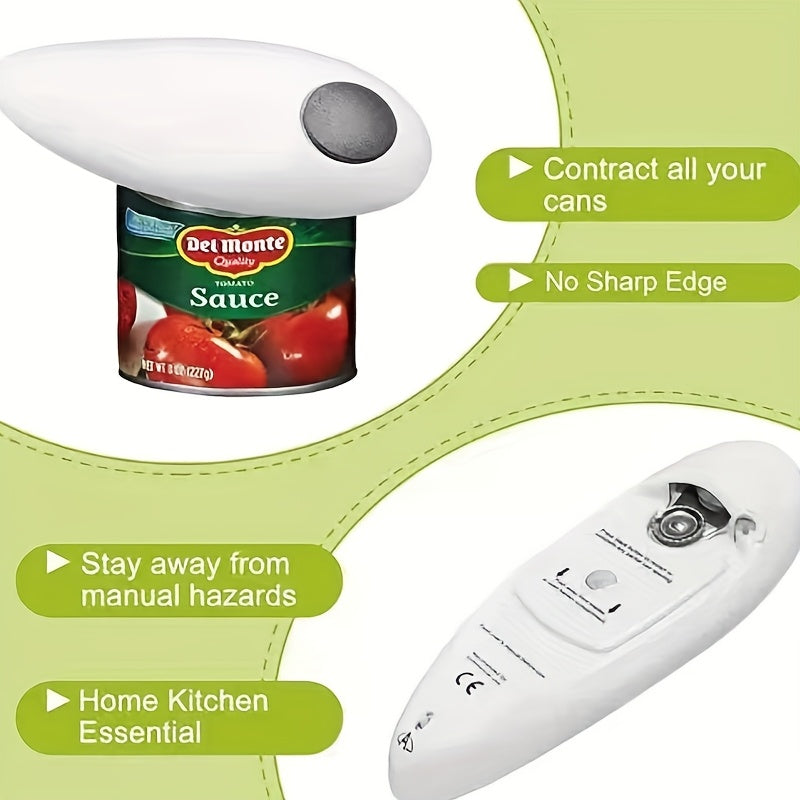 Silliq oq elektr can ochgich, yumshoq chekkalar bilan, uy va tabiatda sayohat uchun xavfsiz va samarali. Quvvatli batareya bilan ishlaydi, temir bo'laklari yo'q. Sayohat va zamonaviy oshxona asbobi uchun muhim. Silliq