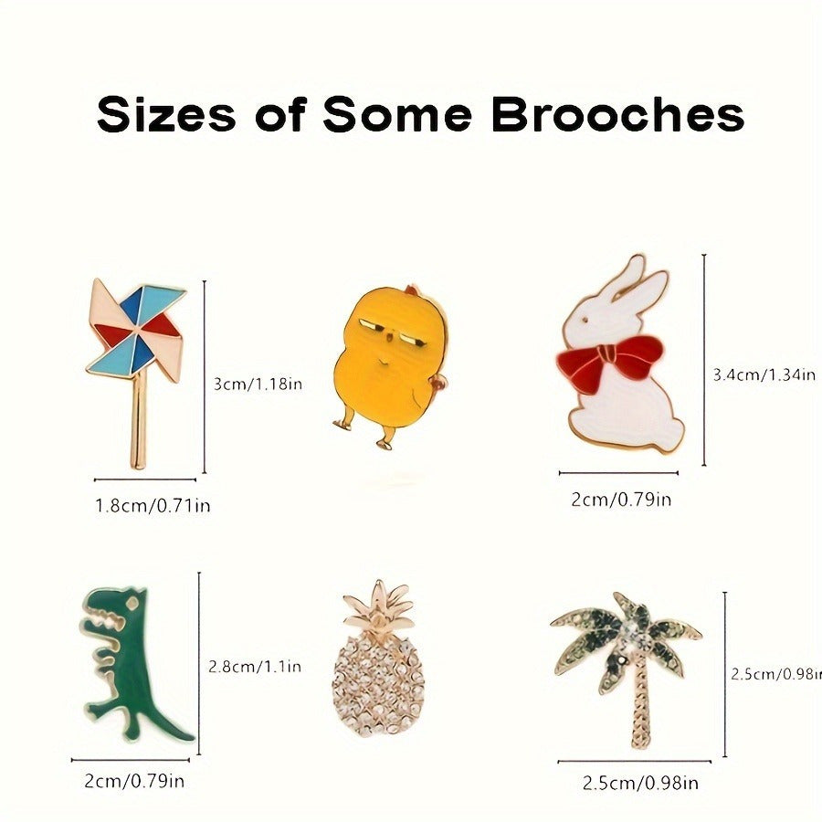 Set of 30 Cartoon Enamel Pins Mini Japanese Alloy Brooches Quirky Irregular Shapes