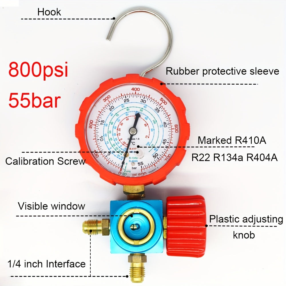 Three-Way Manifold Pressure Gauge Valve for R407C R22 R134a R404A Refrigerants