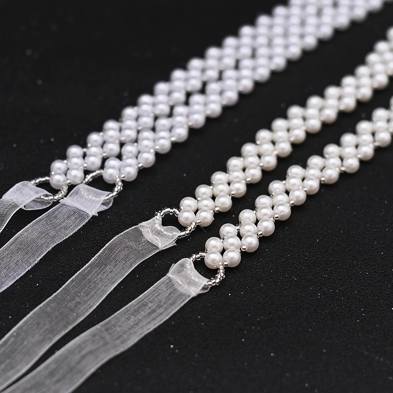 Cinturón de novia con perlas falsas y cinta para vestidos de boda y vestidos de noche