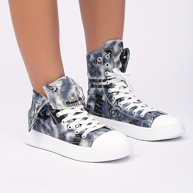 Women's Canvas High-Top Sneakers Breathable Lightweight Casual Shoes