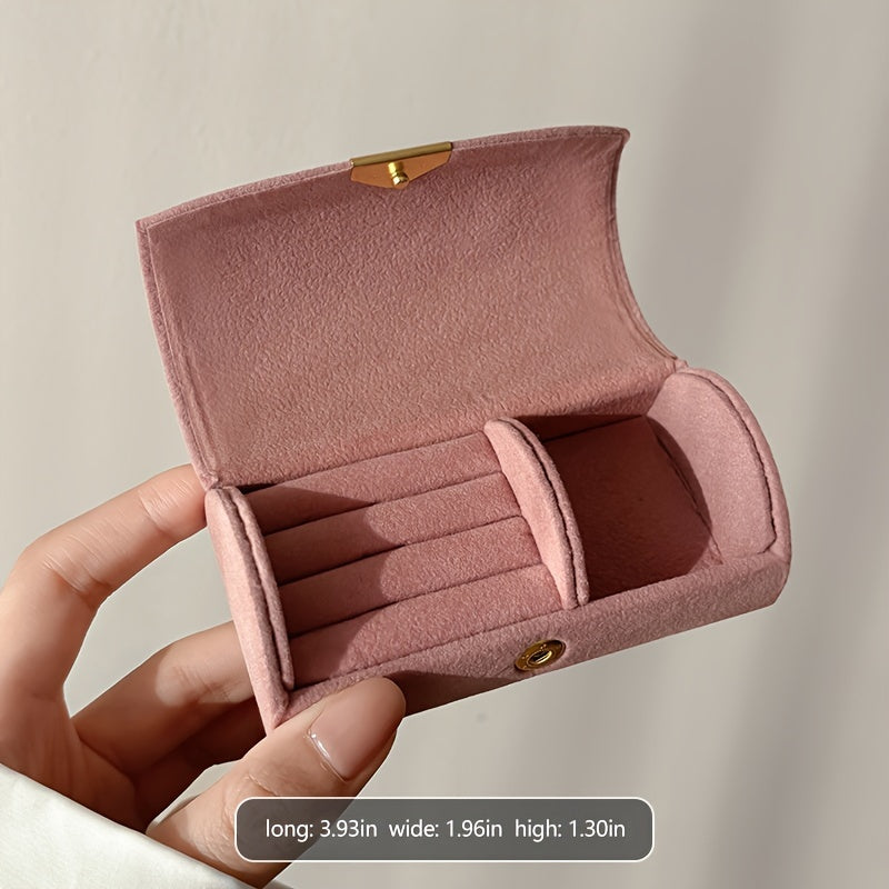 Velvet Jewelry Organizer Box for Women Portable Travel Case with Ring Holder