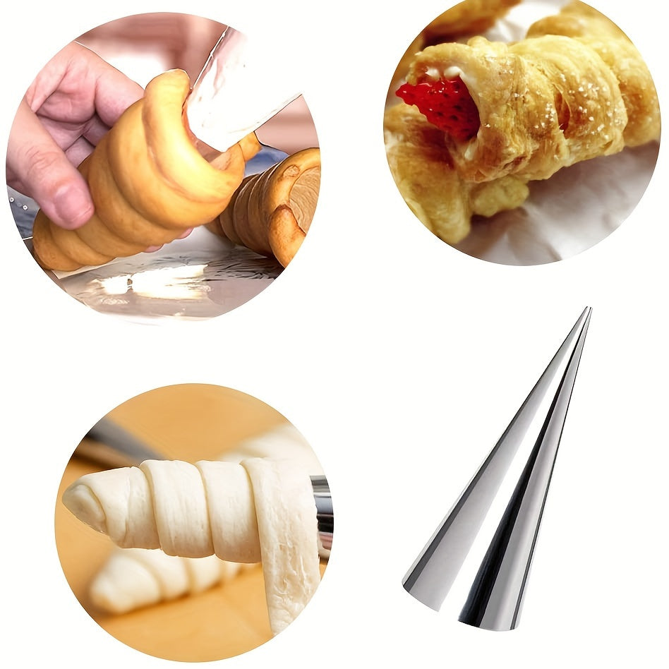 Set of 30 Stainless Steel Cone Molds for Croissants Cannolis and Waffle Cones