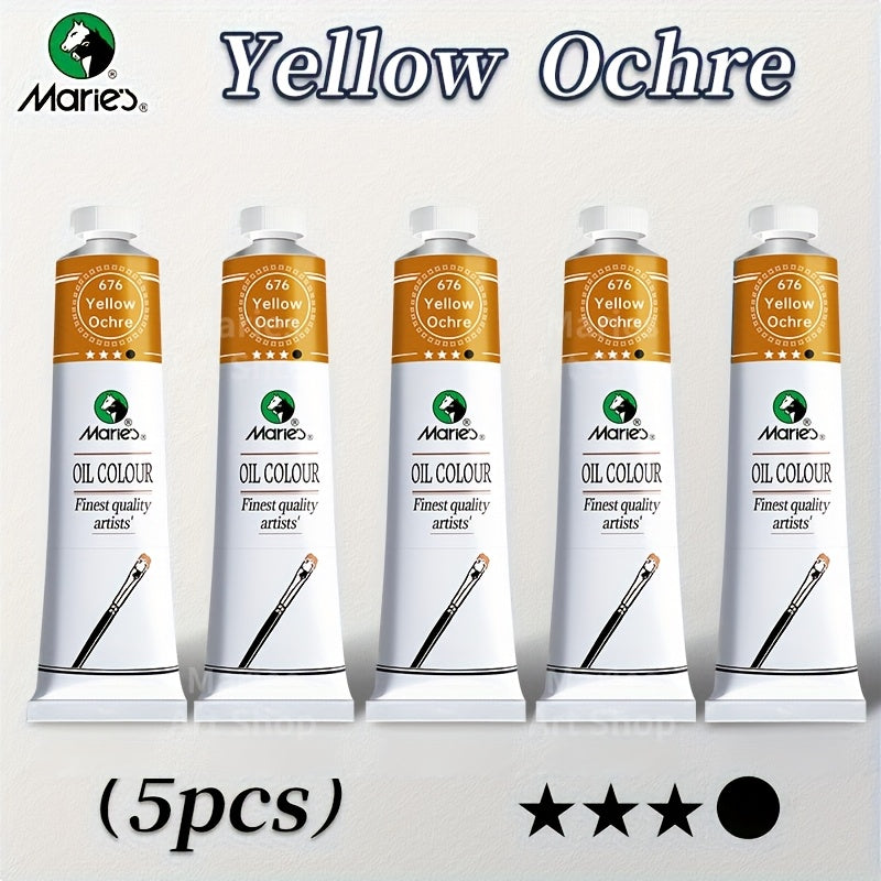 Oil Paint Set 5 Pieces 1.7 Fl Oz Vibrant Colors Professional Quality