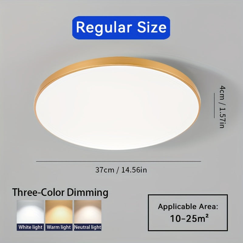 Dimmable LED Ceiling Light 36.83cm Black White Gold Ultra-Thin for Living Room Bedroom Kitchen