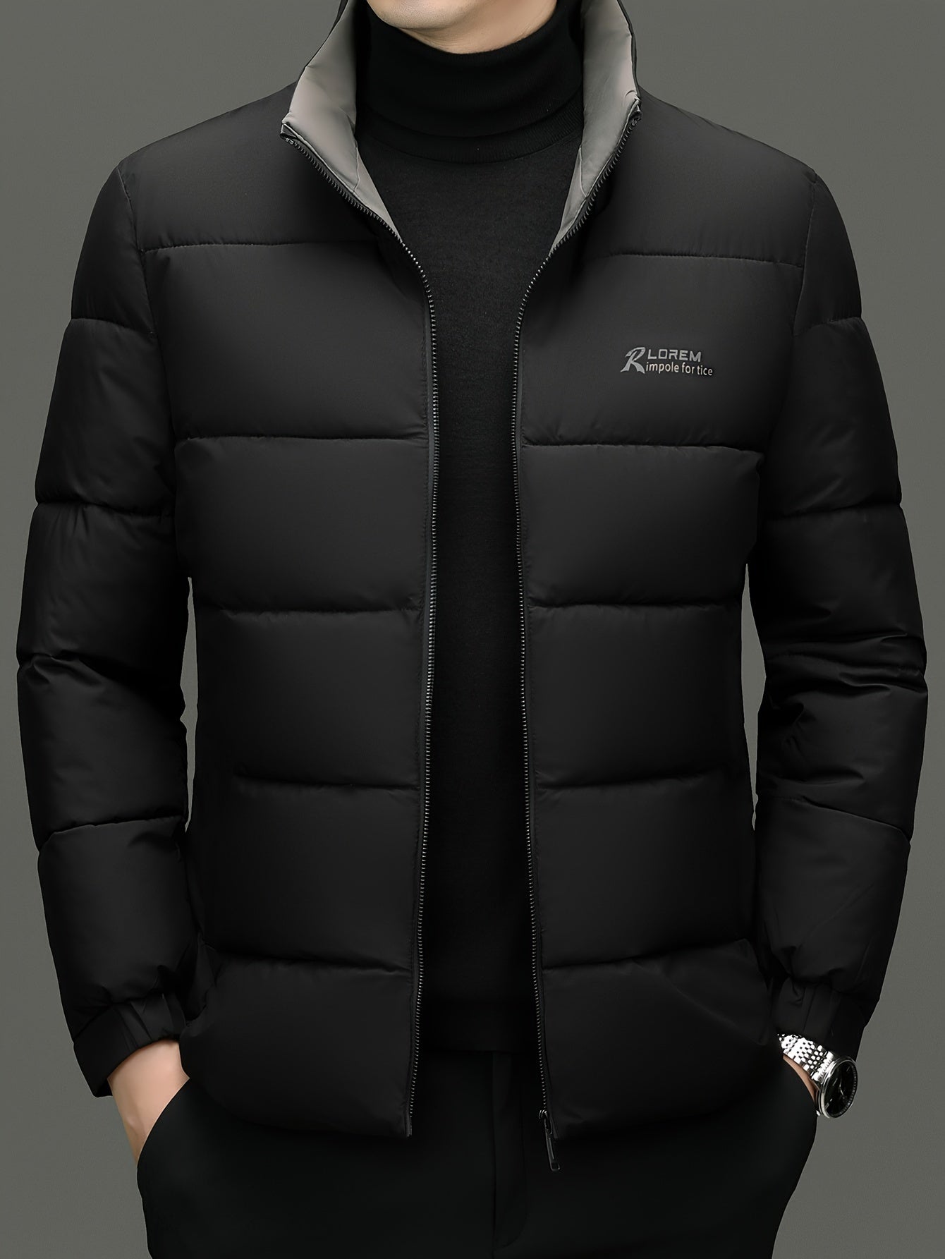 SINBOS Erkaklar uchun yengil turli ko'ylak, zip yopilishi, polyester to'ldirish va astar, 100% polyester mato, oddiy moslik