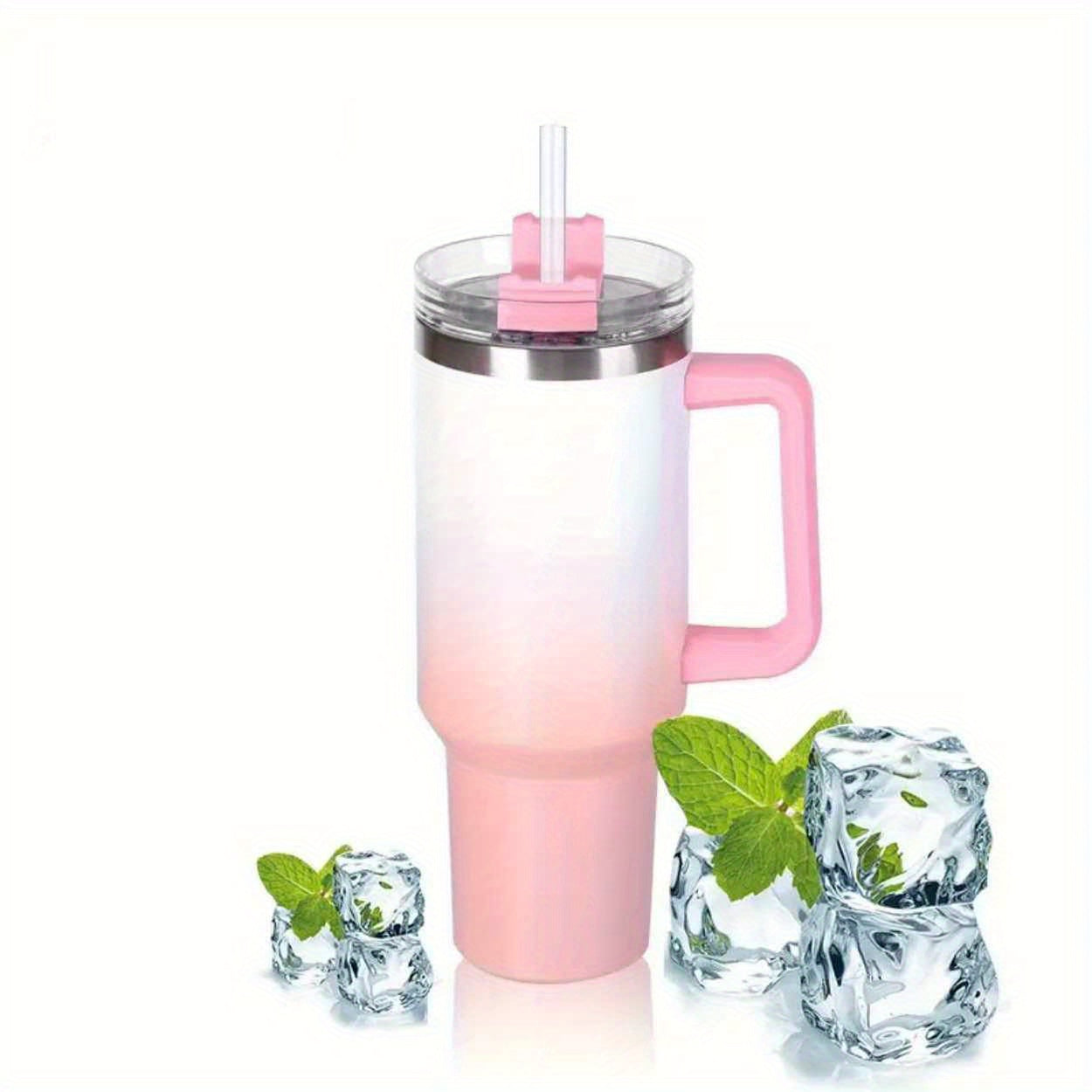 Rainbow Gradient 40 oz Insulated Travel Mug with Handle and Straw