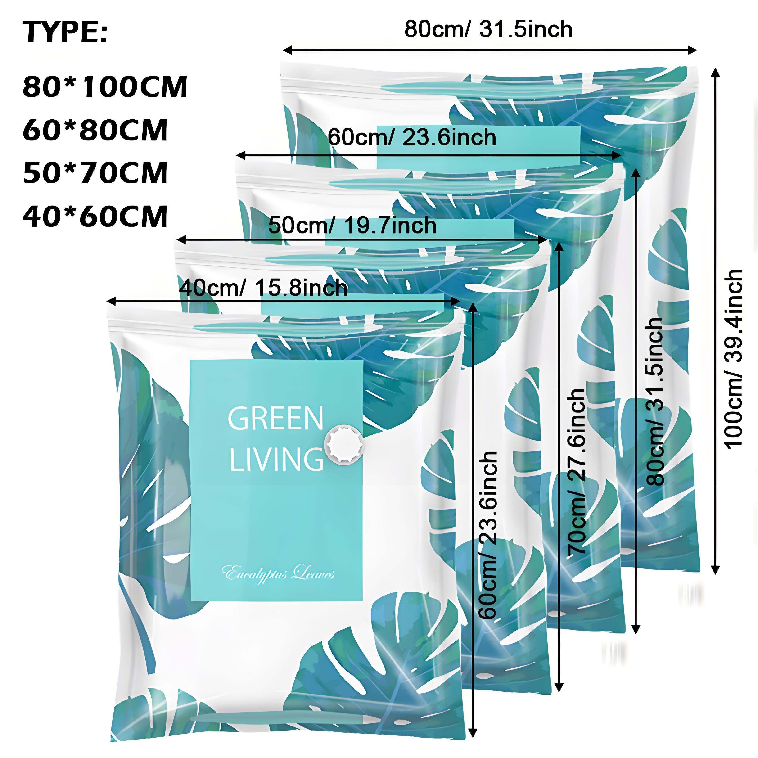 Reusable Tropical Leaf Pattern Vacuum Storage Bags Set of 2 for Clothes and Quilts Space-Saving Waterproof Dustproof