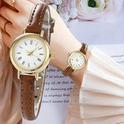 Women's Quartz Watch Casual Round Alloy Case PU Leather Band Retro Rome Style