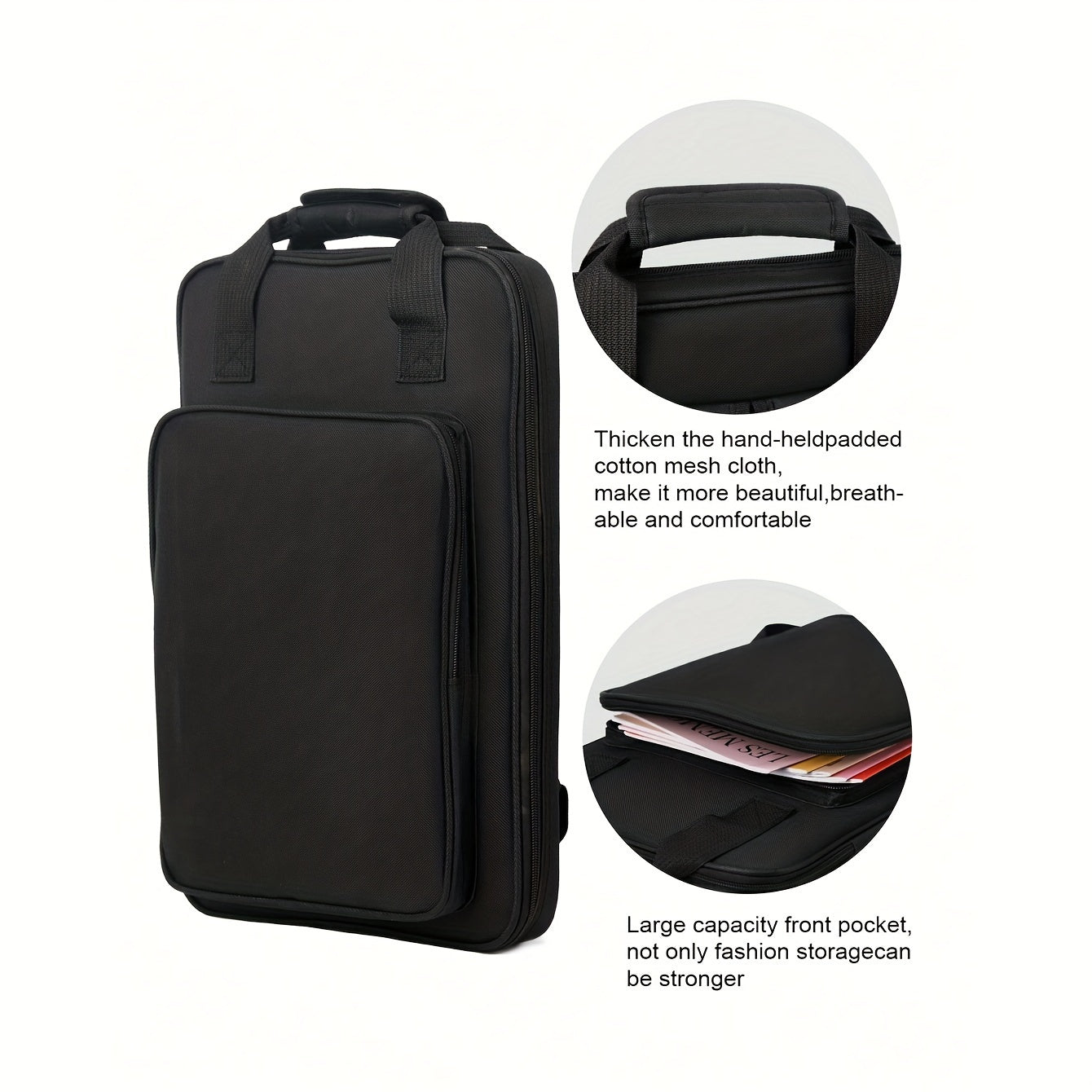 Water-Resistant Drumstick Bag with Cushioned Straps Holds 12 Pairs Black Professional Carry Backpack