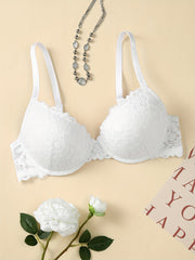 Women's Lace Underwire Bra with Floral Design for Support and Comfort