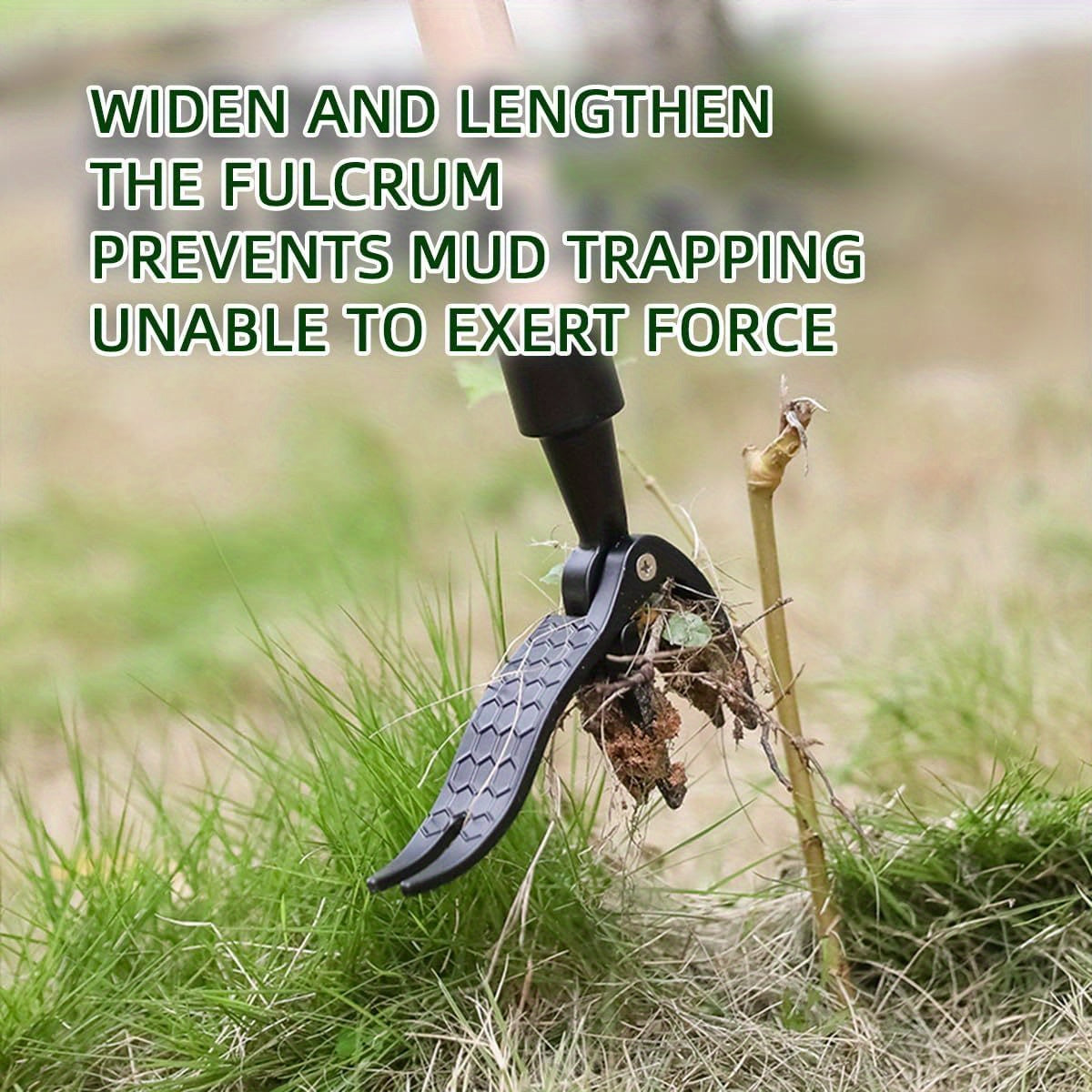 Black Ergonomic Garden Weeding Tool with Aluminum Handle and 4-Prong Claws