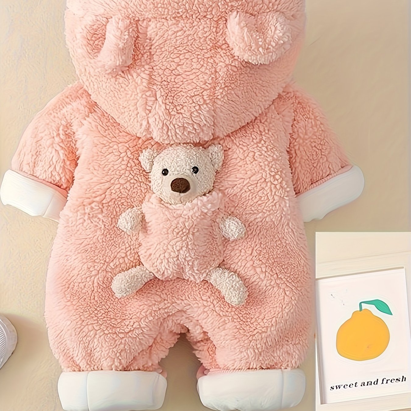 Newborn Baby Bear Hoodie Jumpsuit Flannel Fall Winter Cozy Infant Clothing