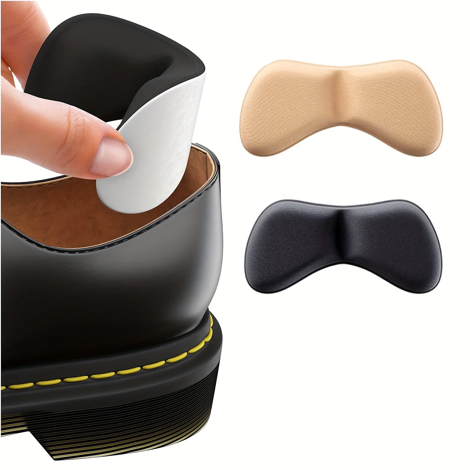 Unisex Soft Heel Pads Self-Adhesive Cushion Inserts for Shoes Black Nude