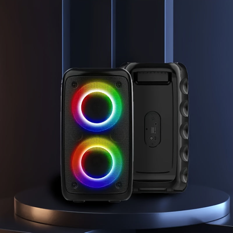 Altavoz Bluetooth inalámbrico con subwoofer y luces de discoteca para fiestas al aire libre