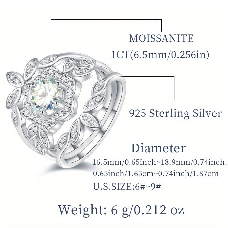 Ayollar uchun mo'ynali 1ct Moissanite Geksagon Uch Qatorli Halqa, 925 Sterling Silverdan tayyorlangan va gippoallergen. Ushbu klassik dizayn nobillik va noziklikni ifodalaydi, bu esa uni to'y taklifi uchun mukammal tanlovga aylantiradi.