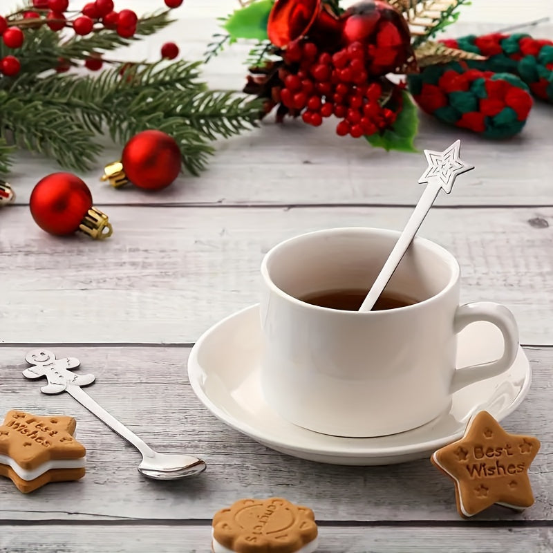 Set of 12/20 Stainless Steel Christmas Mini Spoons for Coffee Tea Cocktails