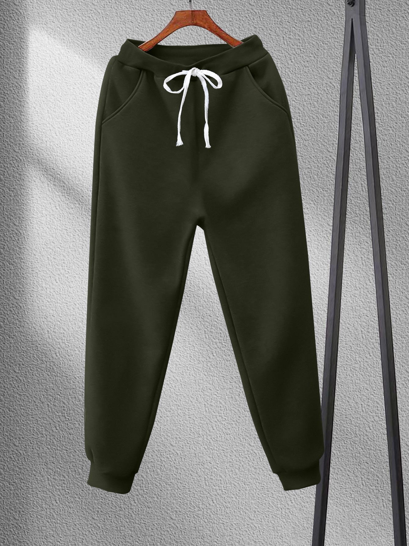 Men's Casual Sports Trousers Large Sizes Polyester Regular Fit Solid Color