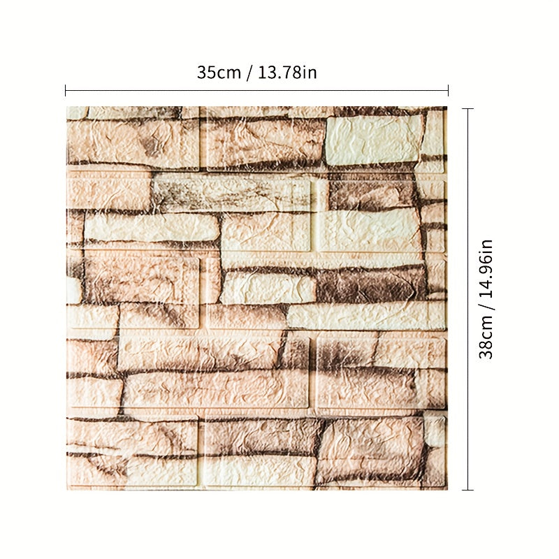 50/100pcs Waterproof Self-Adhesive 3D Brick Foam Wall Stickers for Room Decor