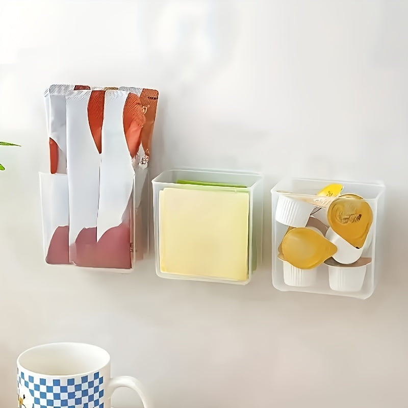 1 шт. Настенная клеевая коробка для хранения для ванной, кухни, прачечной, кладовой,Utility Room. Прозрачный органайзер с установкой без сверления. Отлично подходит для организации домашней и кухонной мебели.