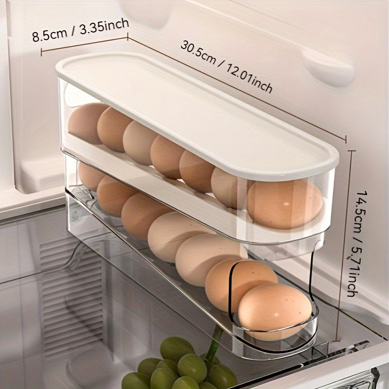 Double Layer Egg Storage Box Refrigerator Organizer Plastic Washable Durable