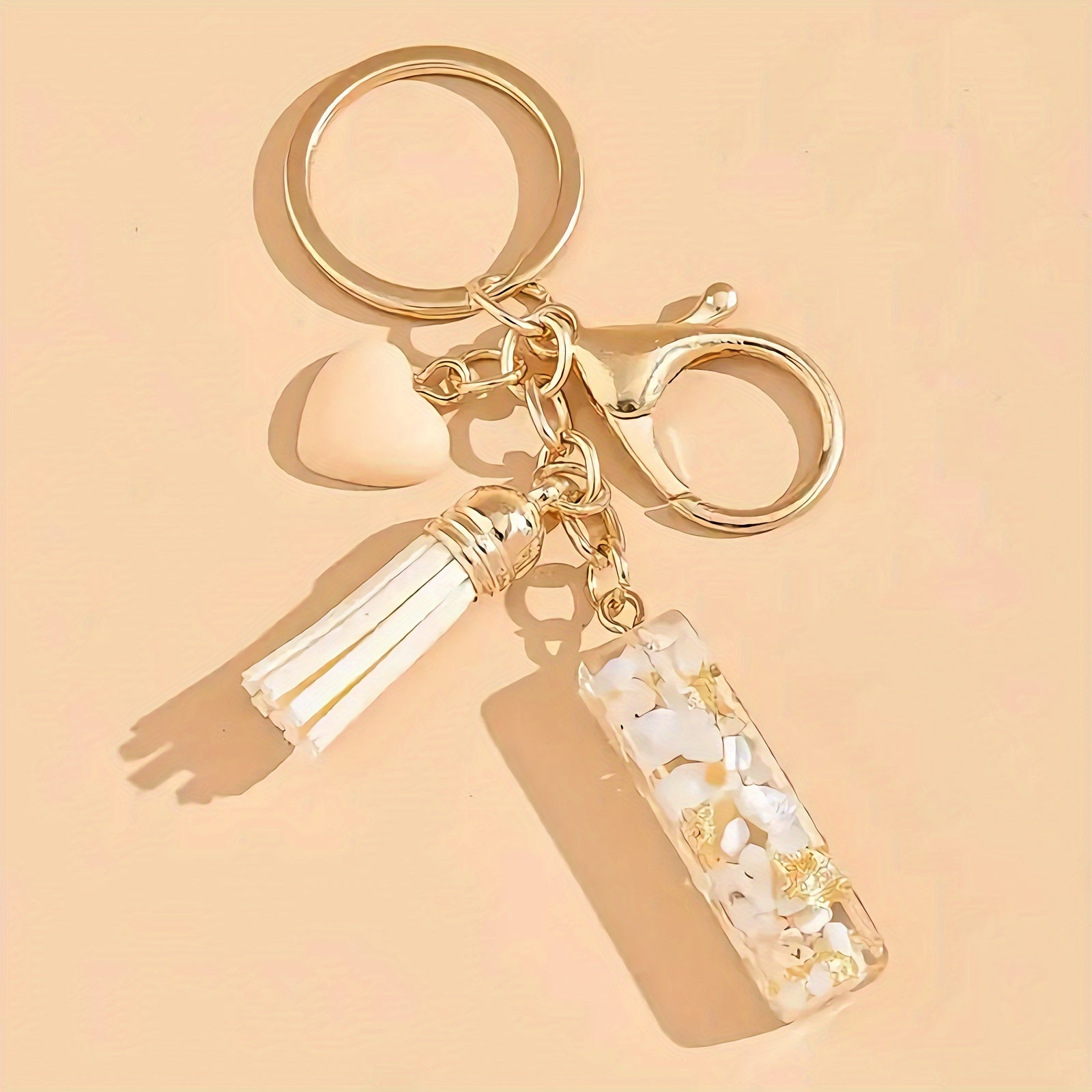 Women's Resin Initial Keychain Heart-Shaped Tassel Charm for Backpacks