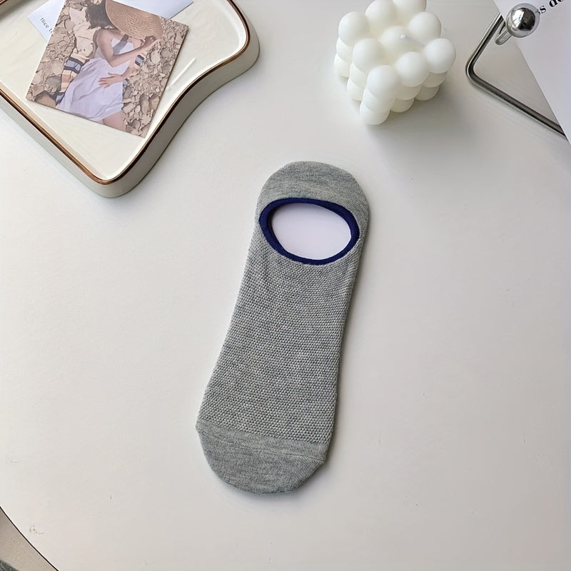 Men's Invisible Socks 7 Pairs Breathable Low-Top Crew Socks with Colorful Cuffs