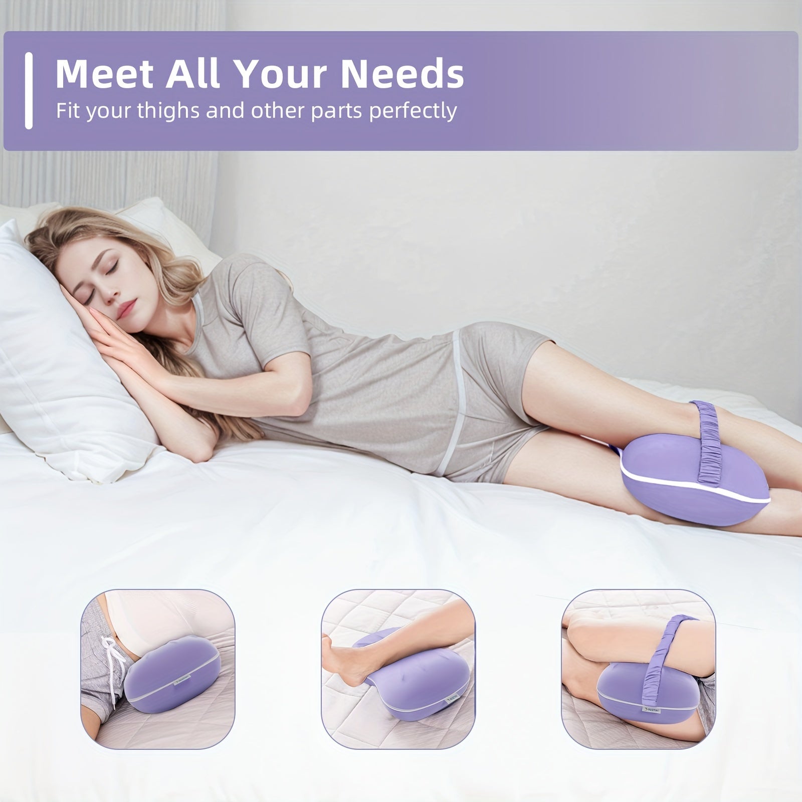 Memory Foam Leg Pillow for Side Sleepers Sciatica Hip Knee Back Pain Removable Cover