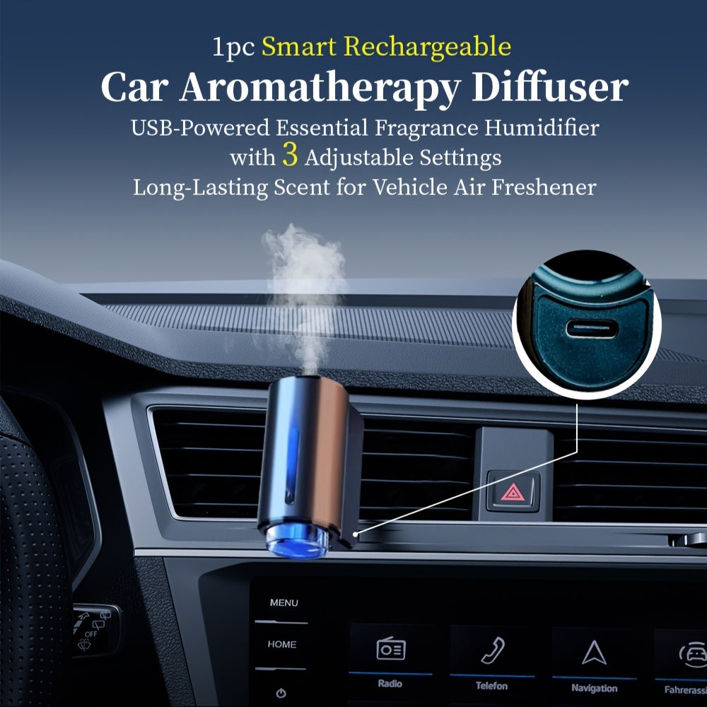 Smart USB Car Aroma Diffuser Essential Oil Humidifier 3-Speed Rechargeable Battery
