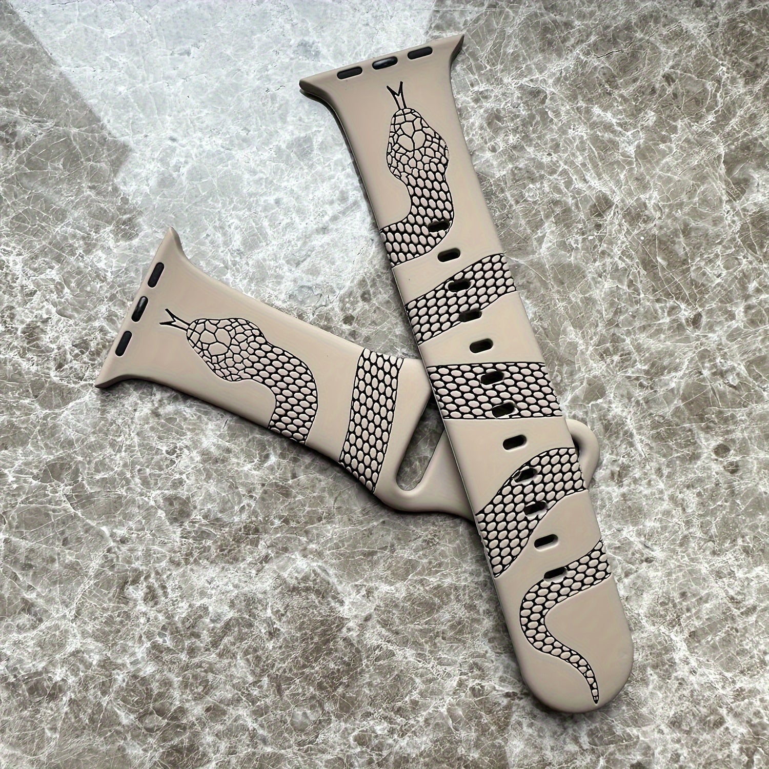 Engraved Snake Silicone Watch Band for Apple Watch All Series Durable Comfortable Strap