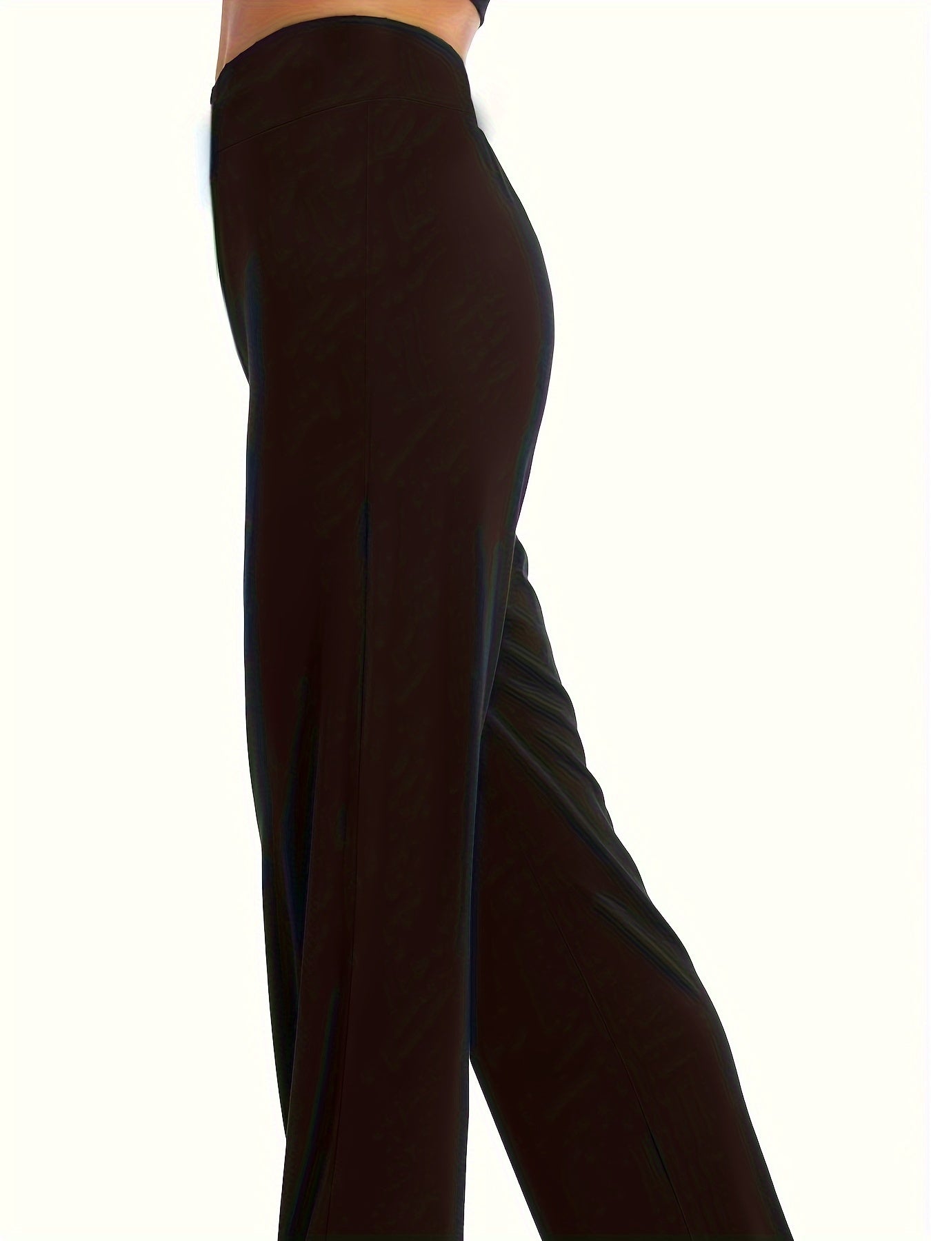 Plus Size Women's Stretch Straight Leg Pants Black Casual Trousers with Elastic Waist