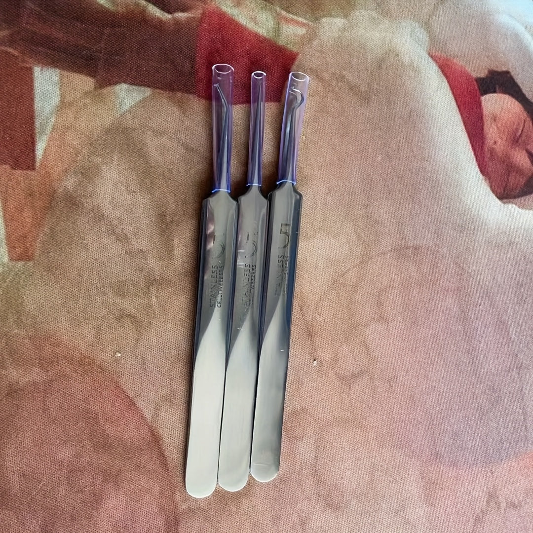 3Pcs Professional Tweezers Set - Fine Precision Blackhead Blemish Removal