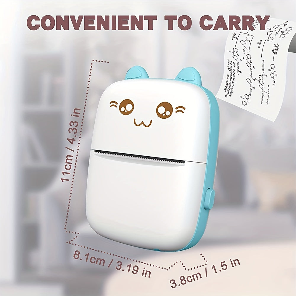 Mini Portable Thermal Printer Wireless 203dpi for Photos Labels USB Powered Battery