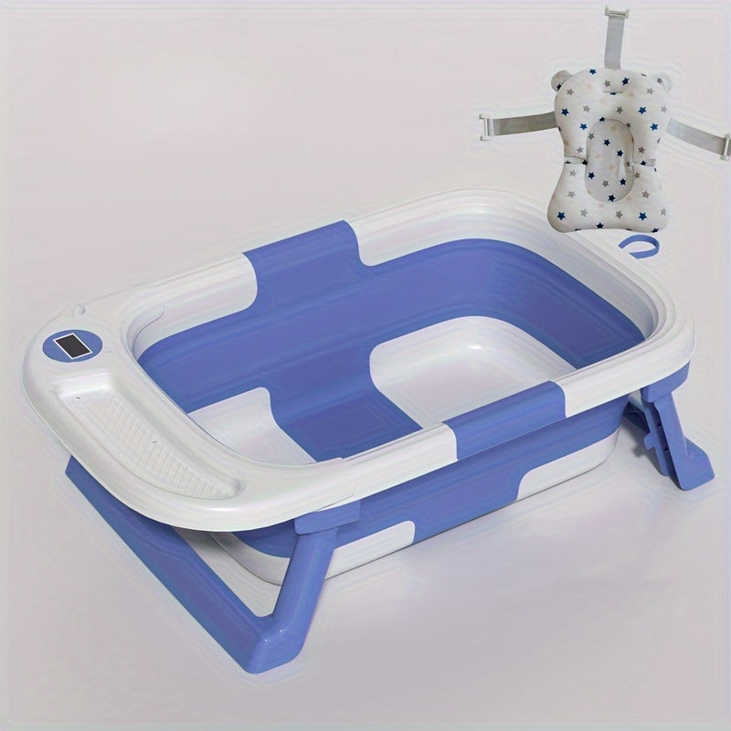 Baby Bathtub Foldable with Temperature Sensor for Children Up to 3 Years Easy-to-Clean Plastic