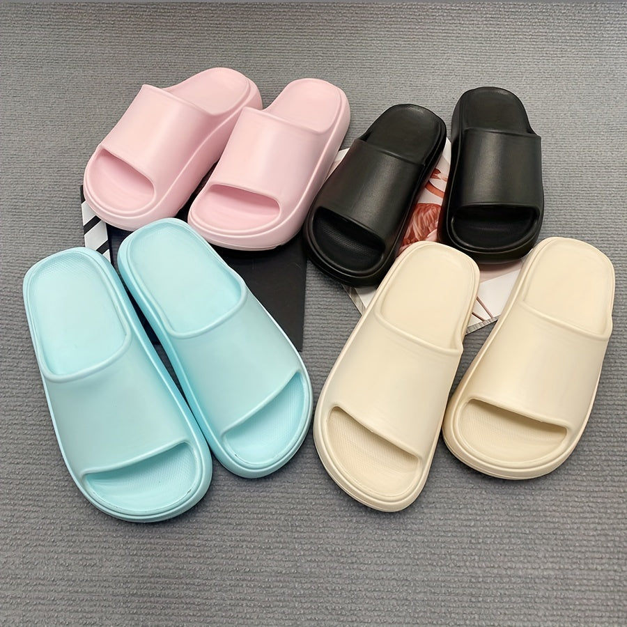 Women's Solid Color EVA Beach Slides with Wedge Platform and Soft Sole