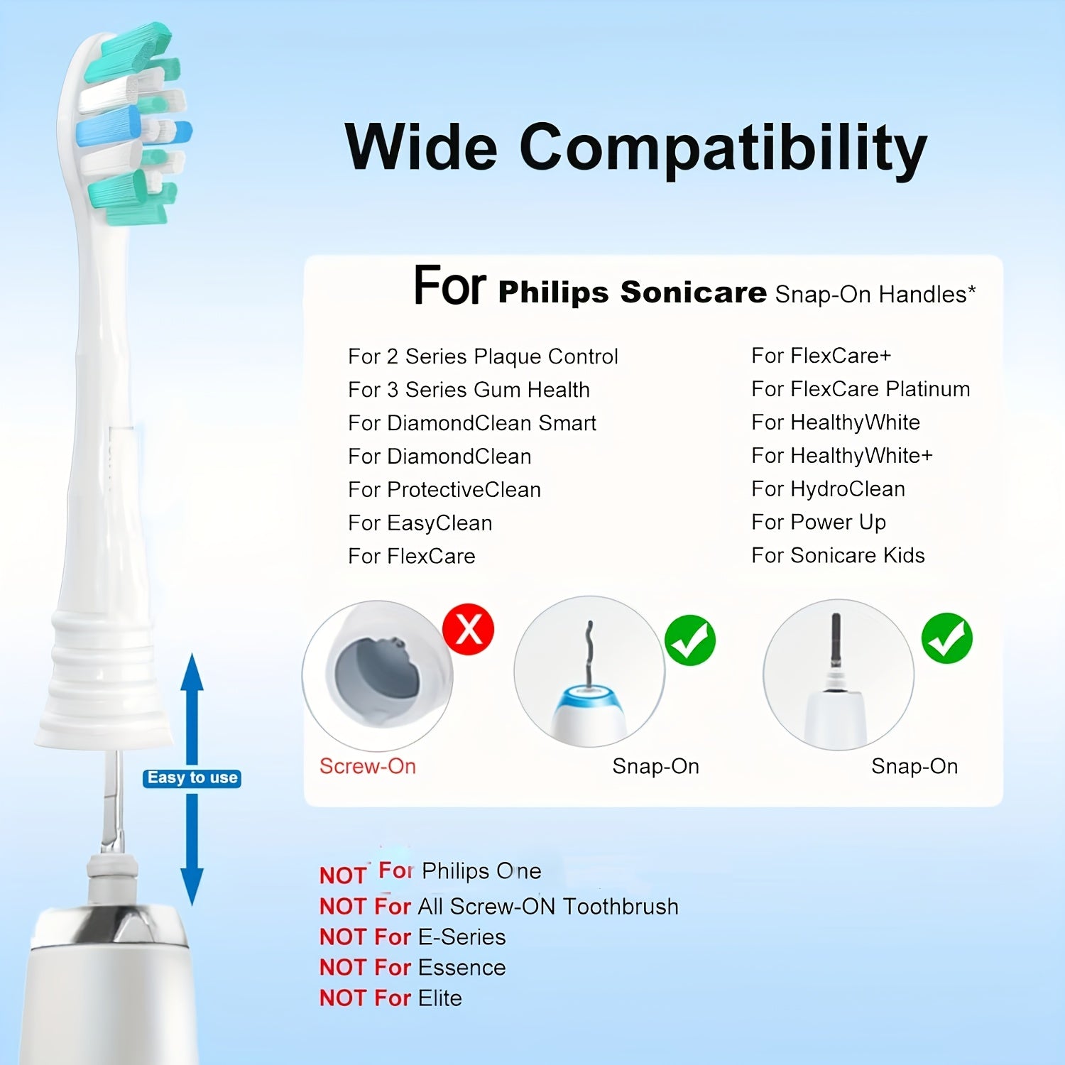 Electric Toothbrush Replacement Heads Soft Bristle Family Pack Compatible with Snap-On Brushes