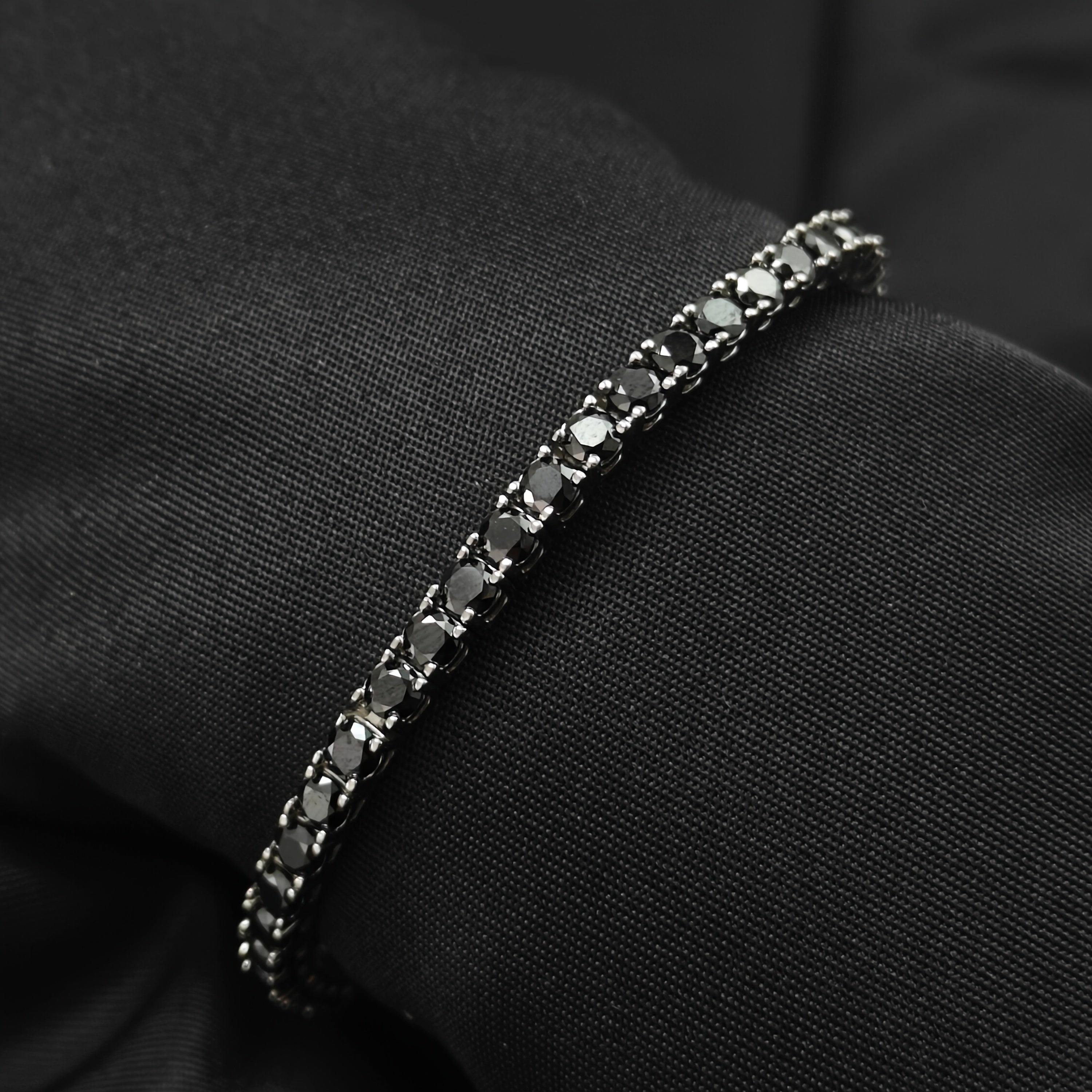 Silver Black Moissanite Bracelet for Women Fashion Jewelry Gift