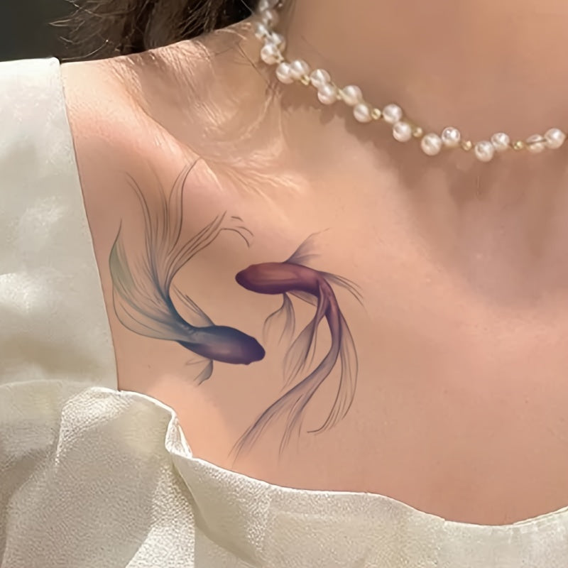 Unisex Fish Scale Temporary Tattoo Sticker Waterproof Non-Glitter Durable