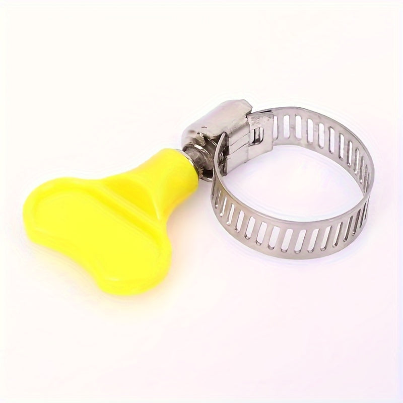 12 Stainless Steel Hose Clamps with Yellow Plastic Handles for Plumbing Automotive Repair