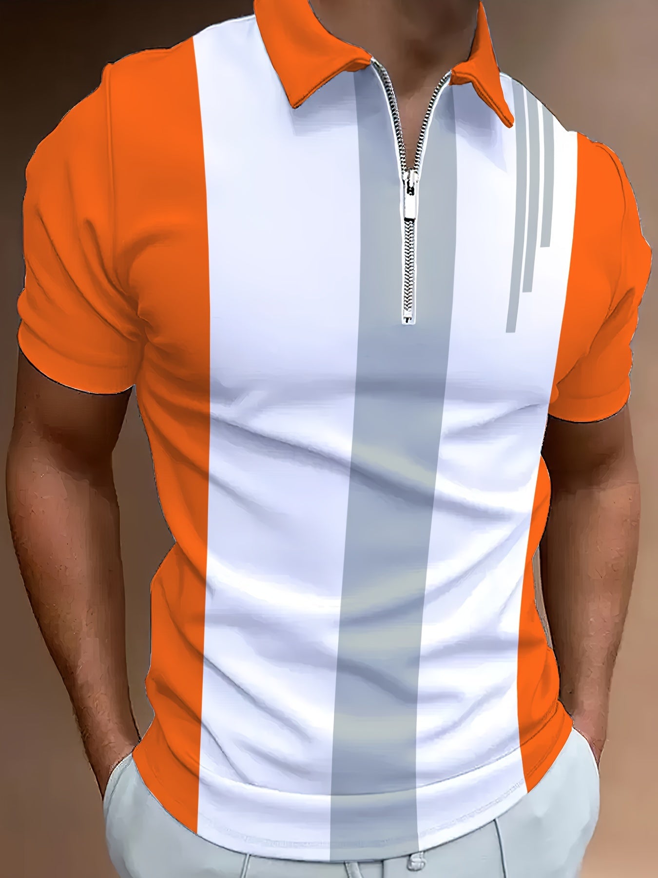 Erkaklar uchun katta o'lchamdagi chiziqli golf ko'ylagi