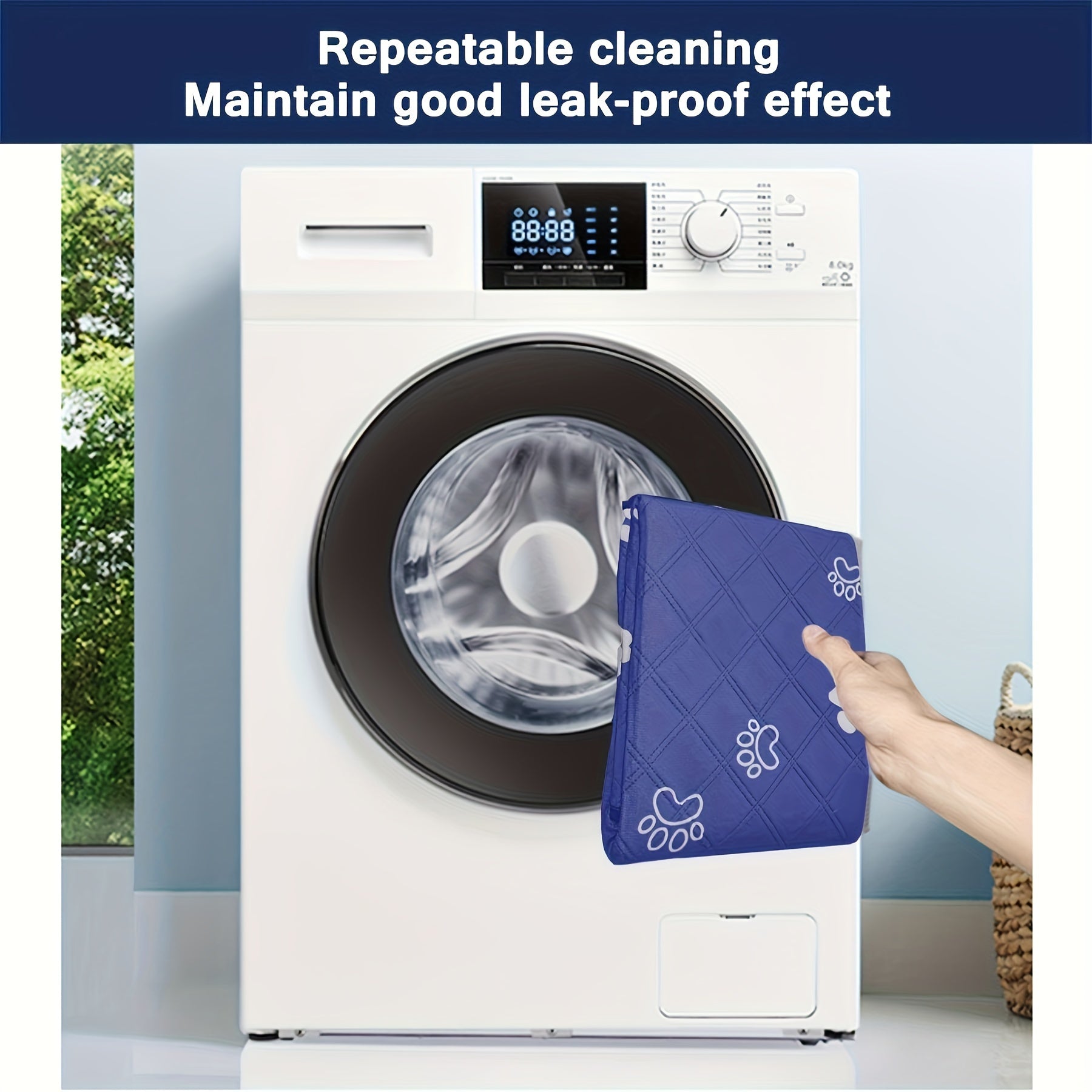 Navy Blue and Gray Reusable Dog Pee Pads Washable Absorbent Odor-Control Non-Slip for All Dog Sizes