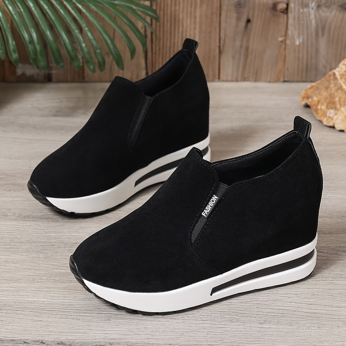 Women Casual Wedge Sneakers Slip-On Waterproof Platform Shoes