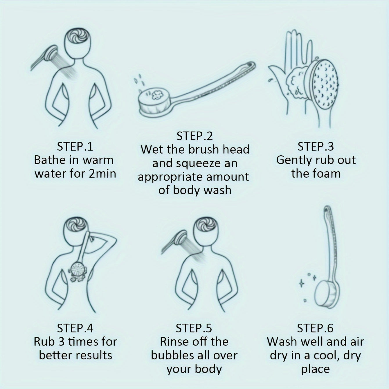 Long Handled Back Scrubber with Soft Bristles and Bath Ball for Bathing