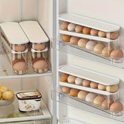 Double-Layer Transparent Automatic Egg Holder for Refrigerator Door Storage